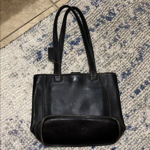 Vintage Coach Black Leather Tote Bag